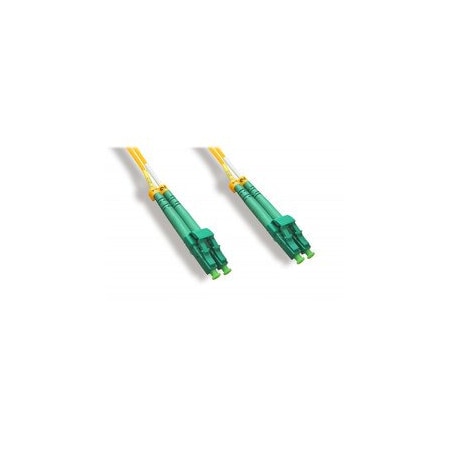 Cable Wholesale LC/APC OS2 Duplex 2.0mm Fiber Optic Patch Cord, OFNR, Singlemode 9/125, Yellow Jacket, Green LCLC-01502